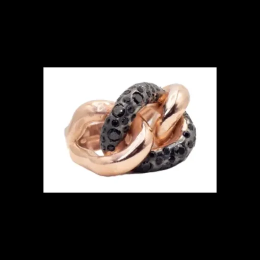 ALISEI - Anello groumetta pavè nero argento rosè