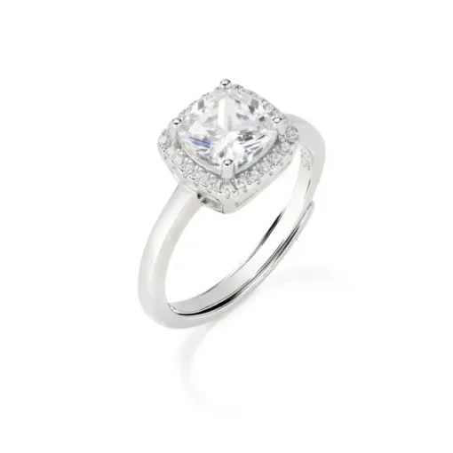 AMEN - Anello Lady Regolabile con Zircone Bianco Taglio Radiant