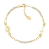 AMEN - Bracciale Dorato Stile Rosario con Tennis Bianco