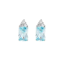 AMEN - Orecchini Princess con Zirconi Acqua Marina e Bianchi