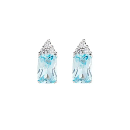 AMEN - Orecchini Princess con Zirconi Acqua Marina e Bianchi