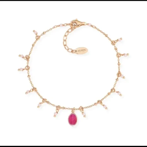 Amen Bracciale Madonnina Smaltata Rosa e Pepite