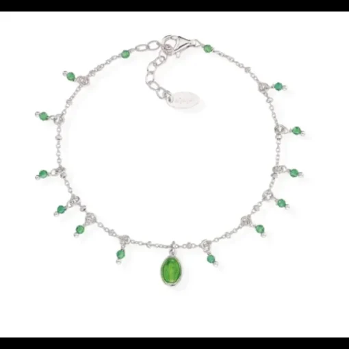 Amen Bracciale Madonnina Smaltata Verde e Pepite