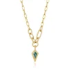ANIA HAIE - Collana a catena grossa con pendente a goccia scintillante oro verde acqua