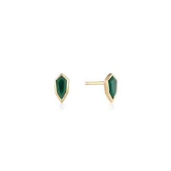 ANIA HAIE - Orecchini a bottone con emblema in malachite dorata