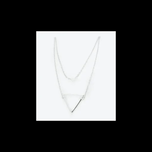 Anihma - COLLANA DOPPIO FILO TRIANGOLO E PERLA - ARGENTO