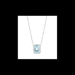 Boccadamo - Collana con cristallo pendente rettangolare acquamarina e zirconi