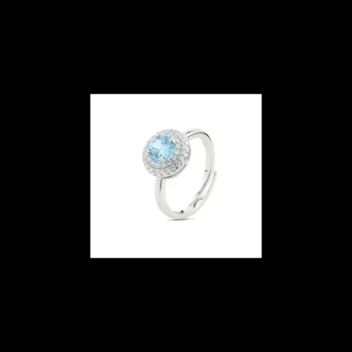 Boccadamo - Anello con centrale bianco e doppia fila di zirconi bianchi