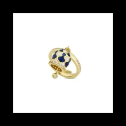 Boccadamo - Anello placcato oro giallo con campanella portafortuna blu