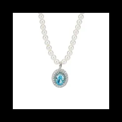 BOCCADAMO - Collana di perle con zircone ovale acquamarina SOPHIE