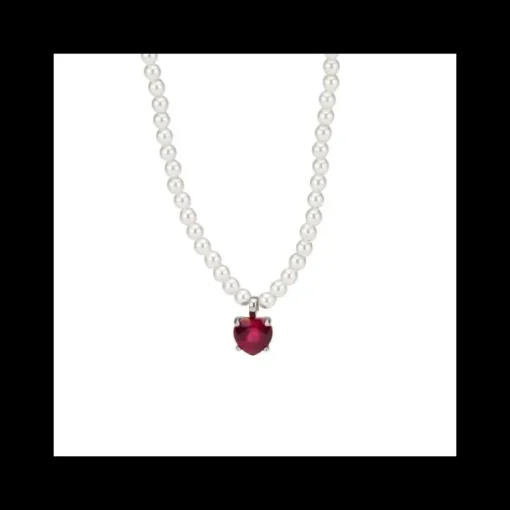 BOCCADAMO - Collana di perle con cuore rosso rubino SOPHIE