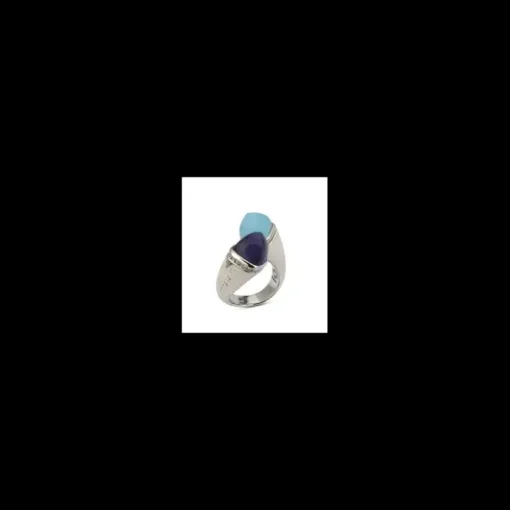 Boccadamo - Anello regolabile contrariè con cristalli aquamilk e tanzanite