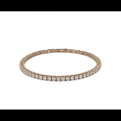 Boccadamo - Bracciale tennis color oro rosa con zirconi bianchi medi