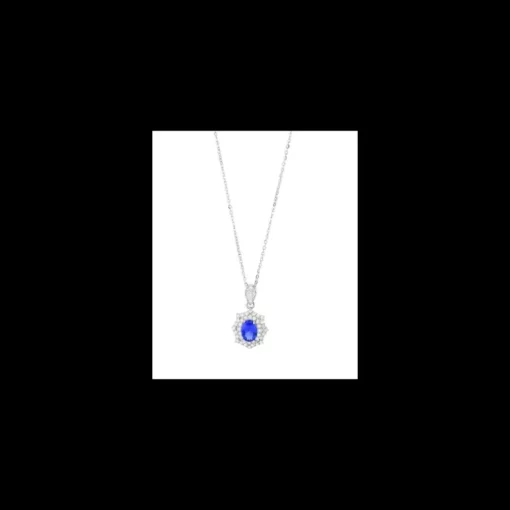 Boccadamo - Collana con cristallo pendente ovale blu con cornice di zirconi