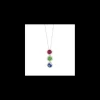 Boccadamo - Collana con fila di cristalli pendenti circolari rubino, verde, blu e zirconi