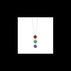Boccadamo - Collana con fila di cristalli pendenti circolari rubino, verde, blu e zirconi