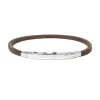 BORSARI - BRACCIALE IN ACCIAIO PVD MARRONE CON VITI ORO ROSÈ