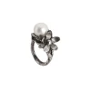 Bottega Boccadamo - Anello In Argento Brunito Con Perla Naturale E Ninfea