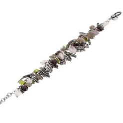 Bottega Boccadamo - Bracciale In Argento Brunito Con Decoro Di Foglie E Pietre Dure Naturali