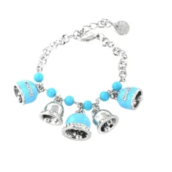 BYSIMON - Bracciale in Metallo con campanelle pendenti turchese