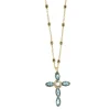 BYSIMON - Collana in Argento 925 maglia impreziosita da cristalli e ciondolo a forma di croce con cristalli