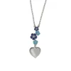 BYSIMON - Collana in Metallo con fiori blu e cuori pendente