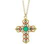 BYSIMON - Collana in Metallo con maioliche colorate a forma di croce