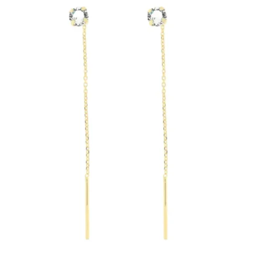 BYSIMON - Orecchini in Argento 925 lunghi con punto luce trasparente