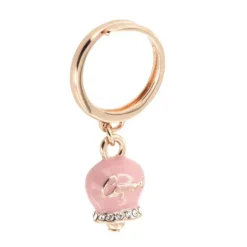BYSIMON - Anello con campanella portafortuna pendente smalto rosa e cristalli