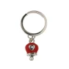BYSIMON - Anello in Metallo con campanella portafortuna rossa e cuore, impreziosita da cristalli bianchi