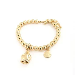 BYSIMON - Bracciale in Metallo maglia a sfere con campanella
