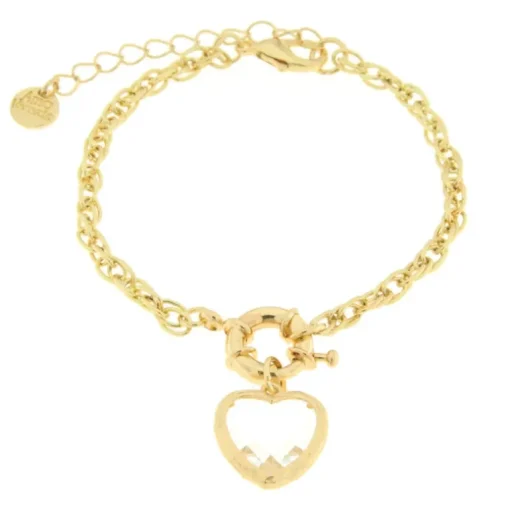 BYSIMON - Bracciale in Metallo con cuore bianco
