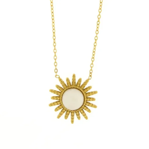 BySimon - Collana in Acciaio con pendente a forma di sole