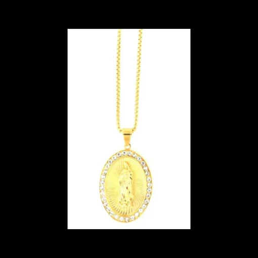 BYSIMON - Collana in Acciaio con pendente religioso