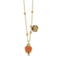 BYSIMON - Collana in Metallo con campanella in smalto arancione