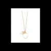 BYSIMON - Collana in Metallo con cuore pendente in smalto bianco
