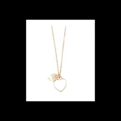 BYSIMON - Collana in Metallo con cuore pendente in smalto bianco