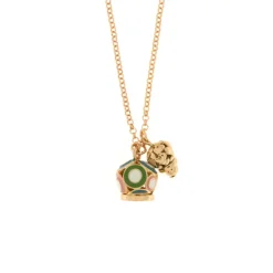 BYSIMON - Collana in Metallo con campana pendente colorata e piccola campanella traforata a cuori