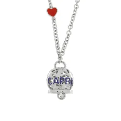 BYSIMON - Collana in Metallo con campanella con scritta capri