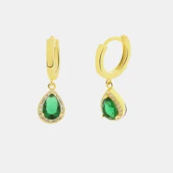 BYSIMON - Orecchini in Argento con zircone a forma di goccia verde