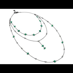 DAGO - Collana Tripla Pietre Carrè Verde