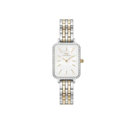 Daniel Wellington - OROLOGIO QUADRO LUMINE BEZEL 5-LINK TWO-TONE MOP