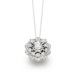 Donna Oro Collana con Pendente Catena Oro E Diamanti