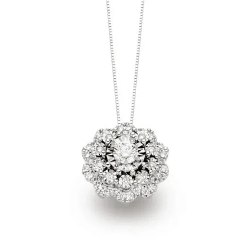 Donna Oro Collana con Pendente Catena Oro E Diamanti