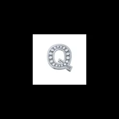 Elements Elemento lettera q in oro bianco e diamanti
