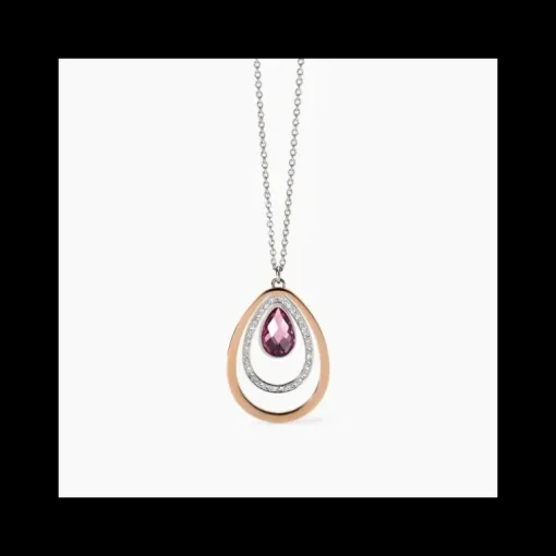 2Jewels - Collana Girocollo in acciaio 316L PVD rosé vetro cristalli