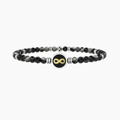 Kidult - Bracciale elastico uomo con agata nera e infinito Infinito | oltre i limiti