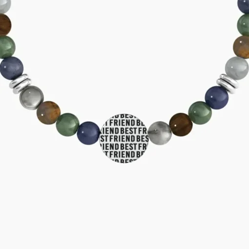 Kidult - Bracciale uomo in pietre multicolor con simbolo zampa - PETS | BEST FRIENDS
