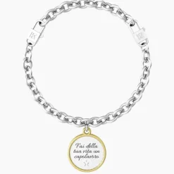 Kidult - Bracciale con catena e ciondolo con frase motivazionale Fai della tua vita un capolavoro
