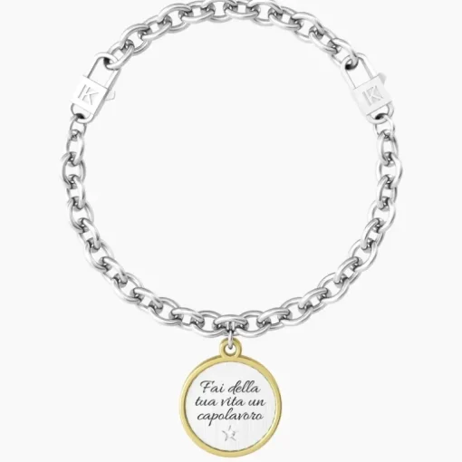 Kidult - Bracciale con catena e ciondolo con frase motivazionale Fai della tua vita un capolavoro